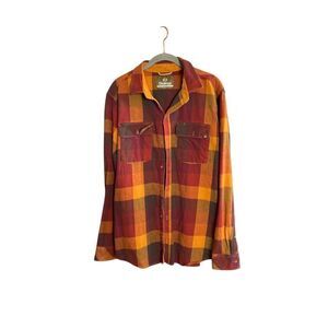 Dravus men’s plaid  100% cotton button up flannel shirt, size large